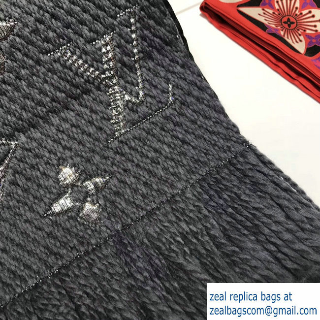 Louis Vuitton Logomania Shine Scarf Dark Gray/Silver 2018 - Click Image to Close