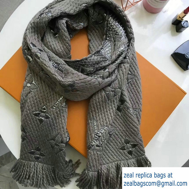 Louis Vuitton Logomania Shine Scarf Gray 2018 - Click Image to Close