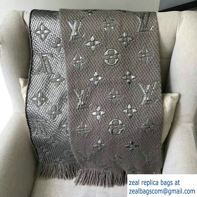 Louis Vuitton Logomania Shine Scarf Gray 2018 - Click Image to Close