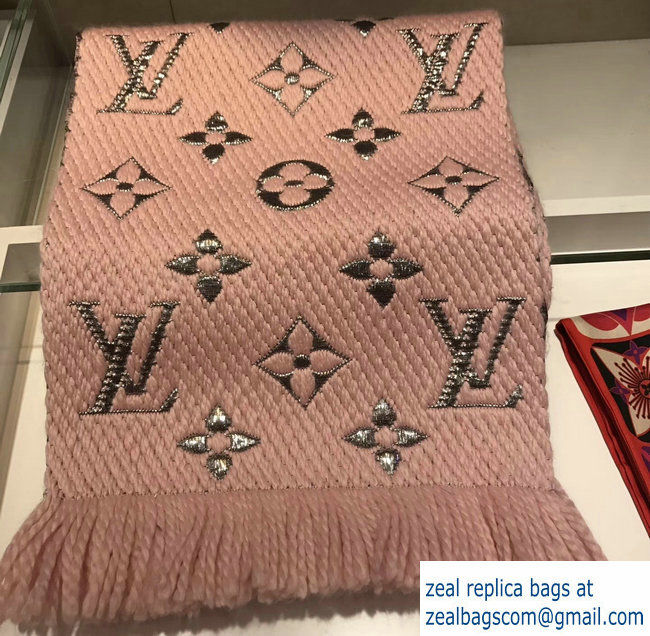 Louis Vuitton Logomania Shine Scarf M70466 Pink/Silver 2018 - Click Image to Close