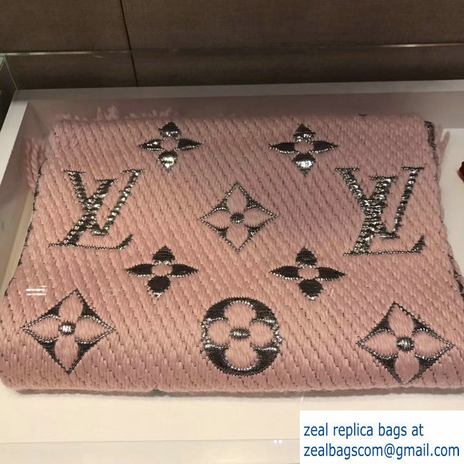 Louis Vuitton Logomania Shine Scarf M70466 Pink/Silver 2018 - Click Image to Close