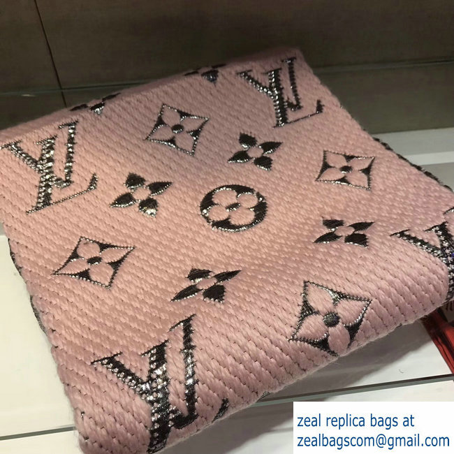 Louis Vuitton Logomania Shine Scarf M70466 Pink/Silver 2018