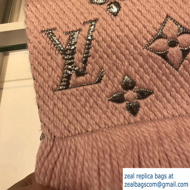 Louis Vuitton Logomania Shine Scarf M70466 Pink/Silver 2018 - Click Image to Close