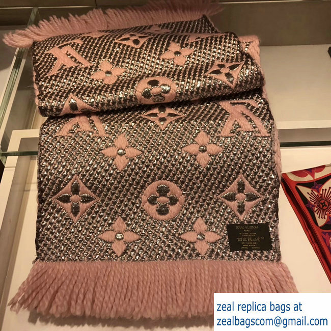 Louis Vuitton Logomania Shine Scarf M70466 Pink/Silver 2018 - Click Image to Close