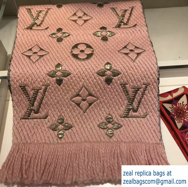 Louis Vuitton Logomania Shine Scarf Pink/Gold 2018 - Click Image to Close