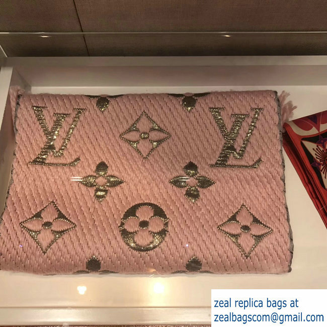 Louis Vuitton Logomania Shine Scarf Pink/Gold 2018 - Click Image to Close