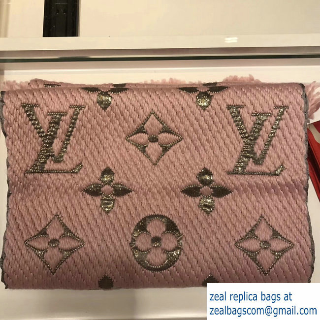 Louis Vuitton Logomania Shine Scarf Pink/Gold 2018 - Click Image to Close