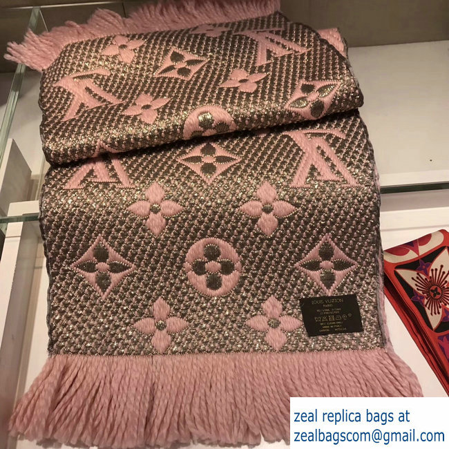 Louis Vuitton Logomania Shine Scarf Pink/Gold 2018 - Click Image to Close