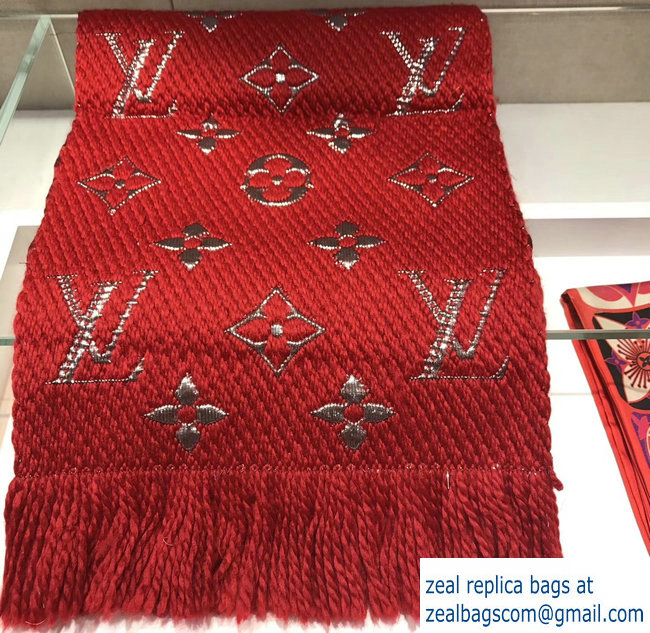 Louis Vuitton Logomania Shine Scarf Red 2018 - Click Image to Close