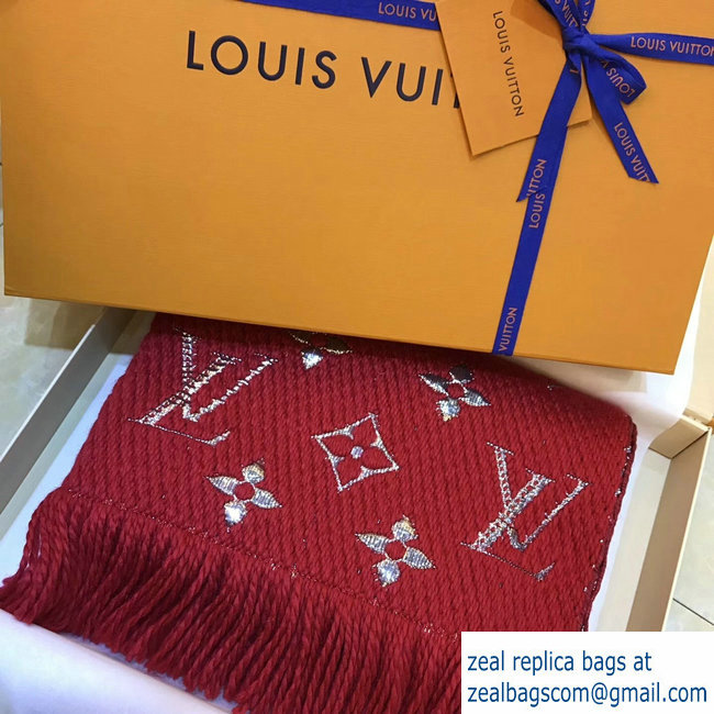 Louis Vuitton Logomania Shine Scarf Red 2018 - Click Image to Close