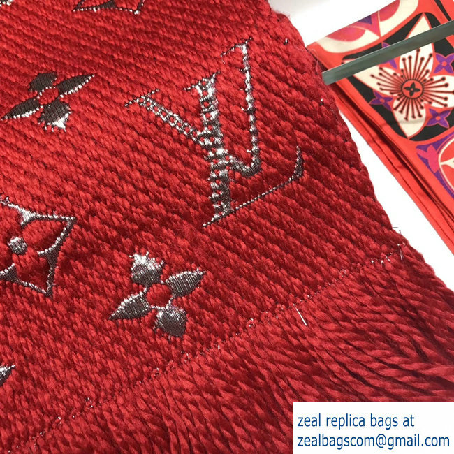 Louis Vuitton Logomania Shine Scarf Red 2018 - Click Image to Close