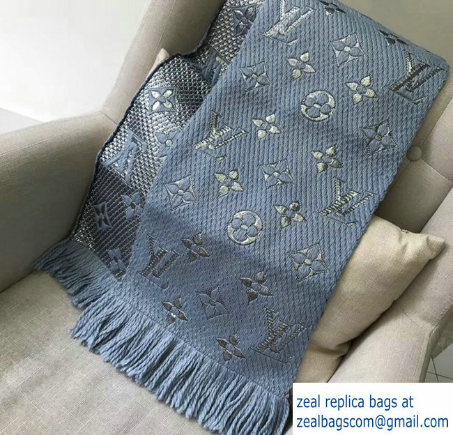 Louis Vuitton Logomania Shine Scarf Sky Blue 2018 - Click Image to Close