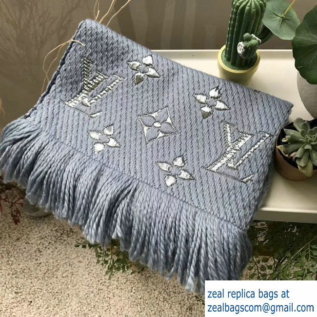 Louis Vuitton Logomania Shine Scarf Sky Blue 2018 - Click Image to Close