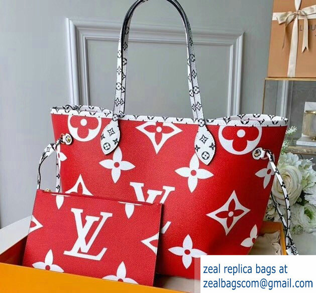 Louis Vuitton Monogram Canvas Neverfull MM Tote Bag M41177 Red/White/Pink 2019