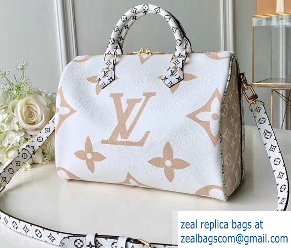 Louis Vuitton Monogram Canvas Speedy 30 Bandouliere Bag M40391 White/Apricot 2019 - Click Image to Close