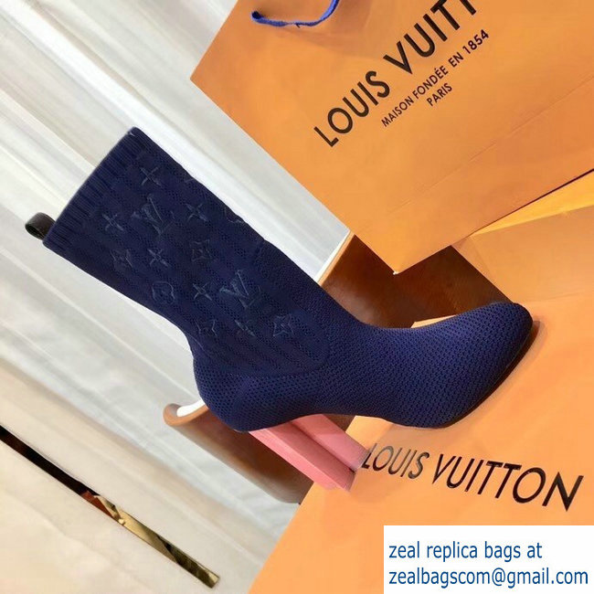 Louis Vuitton Monogram-embroidered Fabric Silhouette Ankle Boots Blue 2018