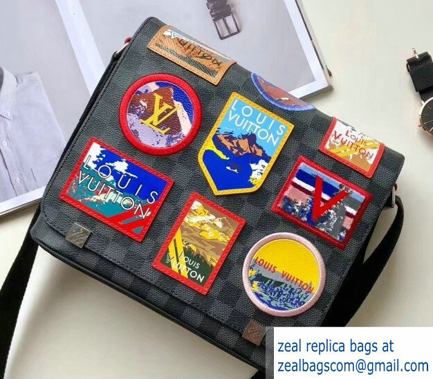 Louis Vuitton Travel Stickers Patches Alps Damier Graphite Canvas District PM Messenger Bag N40040 2018 - Click Image to Close