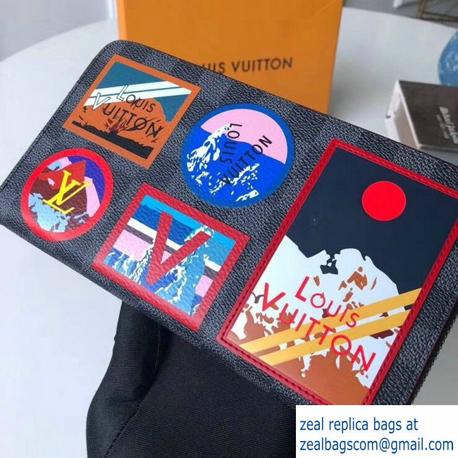 Louis Vuitton Travel Stickers Patches Alps Damier Graphite Canvas Zippy Organizer Wallet N60153 2018 - Click Image to Close