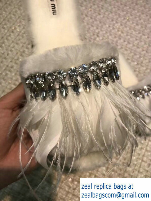 Miu Miu Crystal Fringe Platform Espadrilles Slippers White 2018