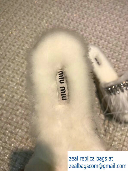 Miu Miu Crystal Fringe Platform Espadrilles Slippers White 2018