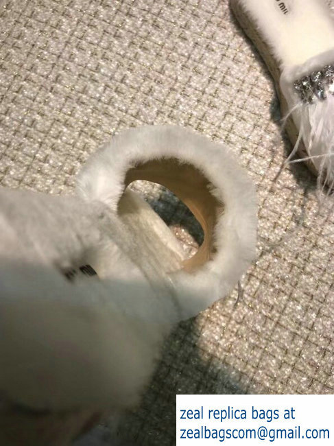 Miu Miu Crystal Fringe Platform Espadrilles Slippers White 2018 - Click Image to Close