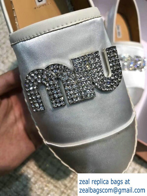 Miu Miu Velvet Crystal Logo Platform Espadrilles Silver 2018 - Click Image to Close