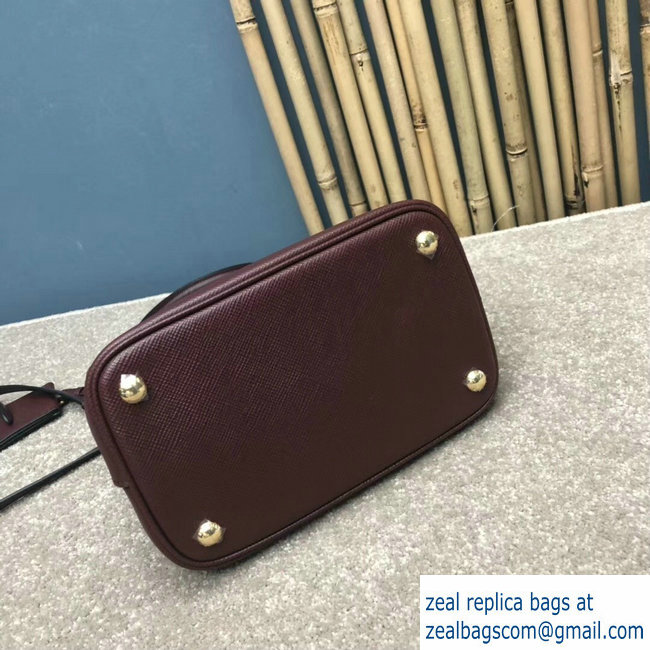 Prada Saffiano Leather Double Medium Bag 1BA212 Burgundy 2018 - Click Image to Close