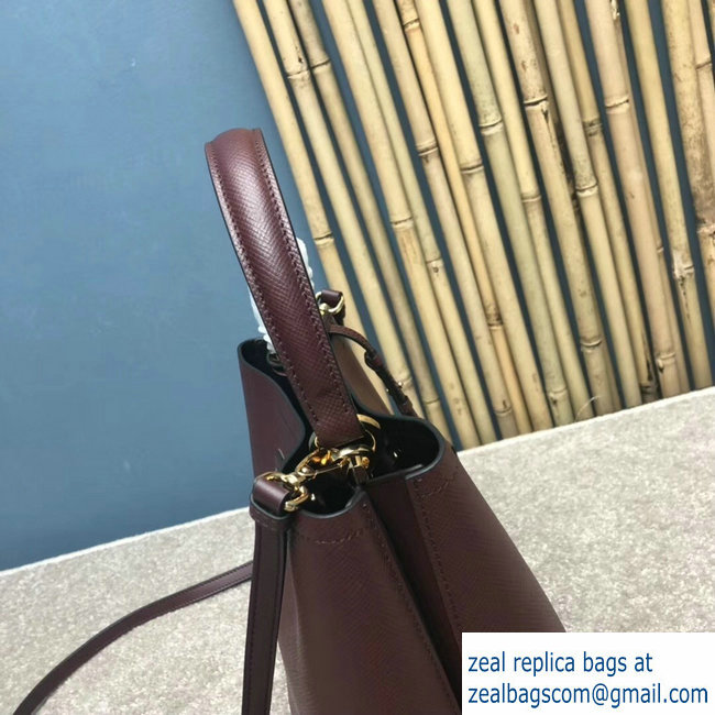 Prada Saffiano Leather Double Medium Bag 1BA212 Burgundy 2018