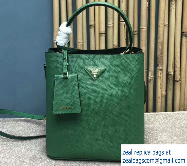 Prada Saffiano Leather Double Medium Bag 1BA212 Green 2018 - Click Image to Close