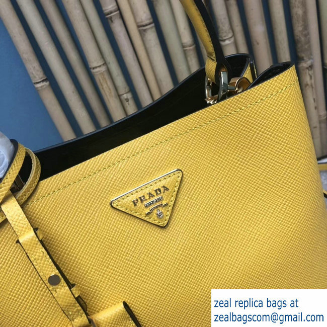 Prada Saffiano Leather Double Medium Bag 1BA212 Yellow 2018