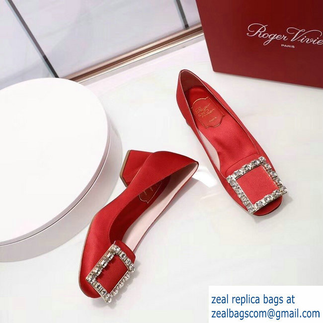 Roger Vivier Velvet Heel 4.5cm Tres Vivier Strass Buckle Pumps Red 2018 - Click Image to Close