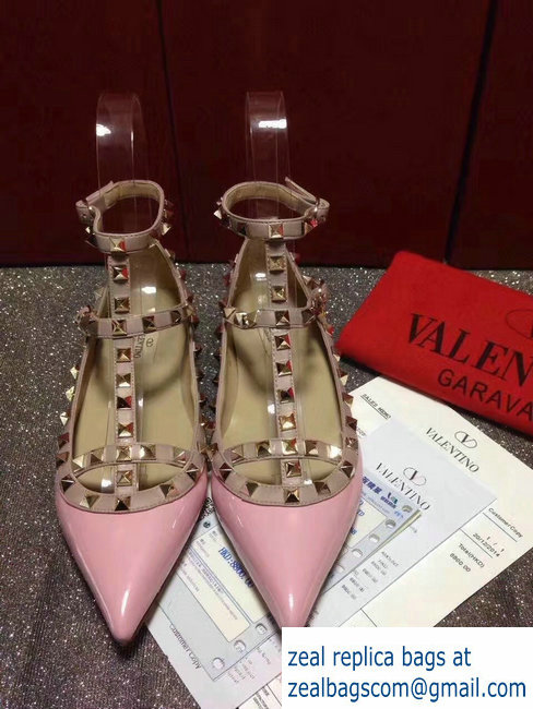 VALENTINO PATENT CAGE ROCKSTUD BALLET FLAT Pink - Click Image to Close