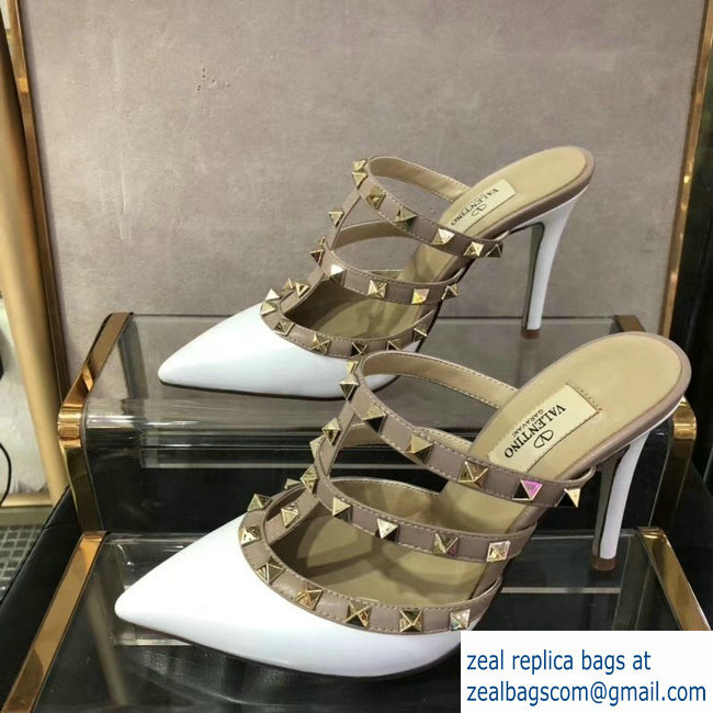 VALENTINO ROCKSTUD STRAP sheepskin PUMP 9.5CM white