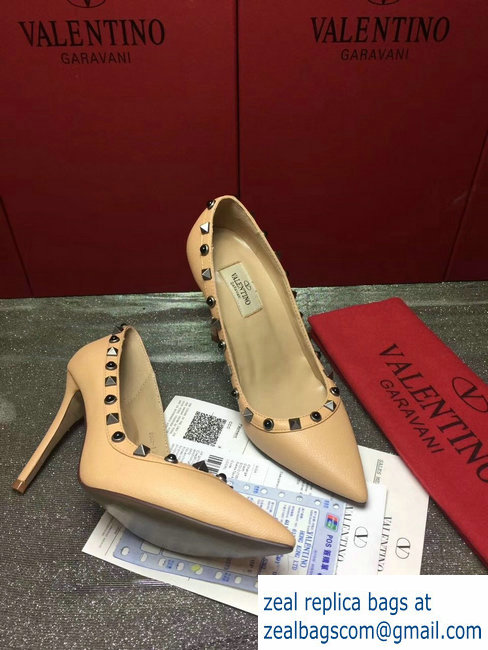 VALENTINO ROLLING ROCKSTUD PUMP 9.5CM beige - Click Image to Close