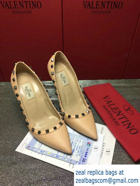 VALENTINO ROLLING ROCKSTUD PUMP 9.5CM beige - Click Image to Close