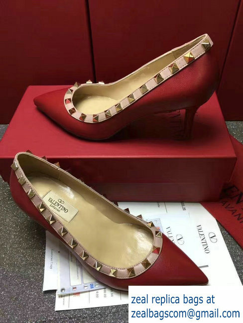 VALENTINO SHEEPSKIN ROCKSTUD PUMP 6.5CM dark red
