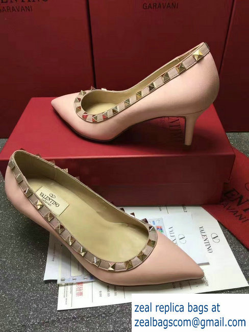 VALENTINO SHEEPSKIN ROCKSTUD PUMP 6.5CM pink - Click Image to Close