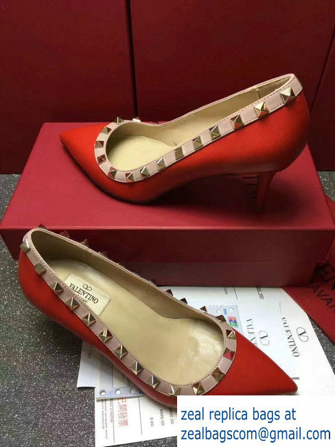 VALENTINO SHEEPSKIN ROCKSTUD PUMP 6.5CM red