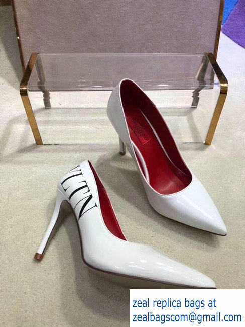 VALENTINO VLTN PATENT PUMP 9.5CM white - Click Image to Close