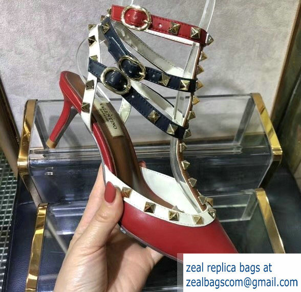 Valentino Heel 6.5cm Rockstud Multicolored Ankle Strap Pumps 2019 - Click Image to Close