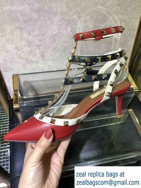 Valentino Heel 6.5cm Rockstud Multicolored Ankle Strap Pumps 2019 - Click Image to Close