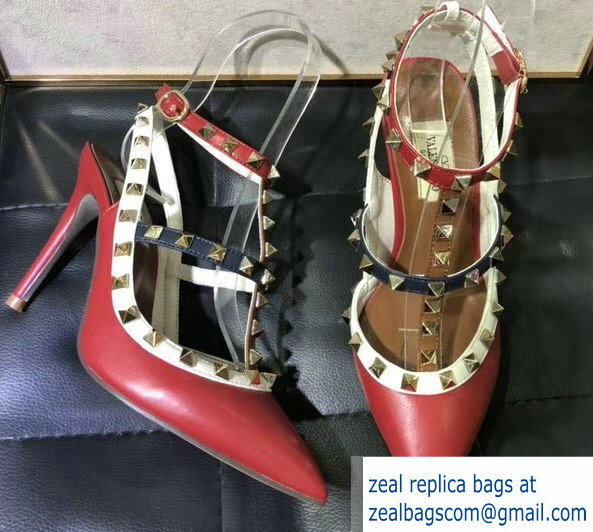 Valentino Heel 9.5cm Rockstud Multicolored Ankle Strap Pumps 2019