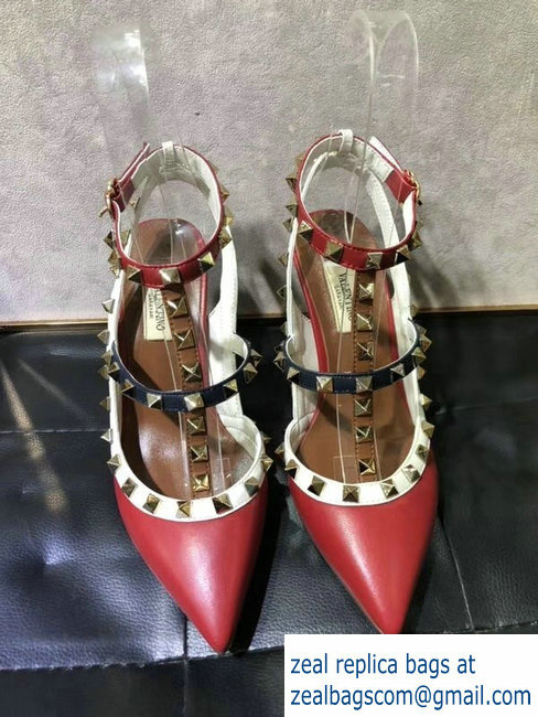 Valentino Heel 9.5cm Rockstud Multicolored Ankle Strap Pumps 2019