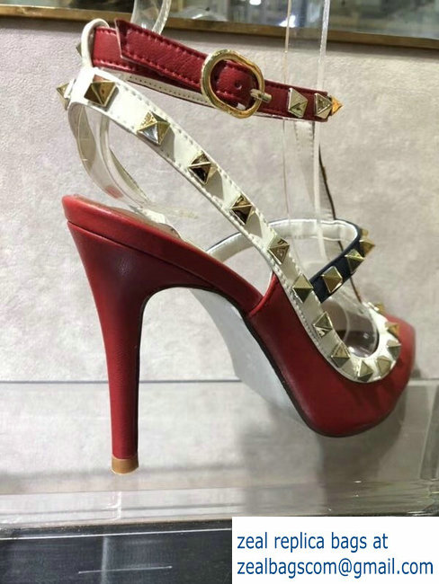 Valentino Heel 9.5cm Rockstud Multicolored Ankle Strap Pumps 2019 - Click Image to Close