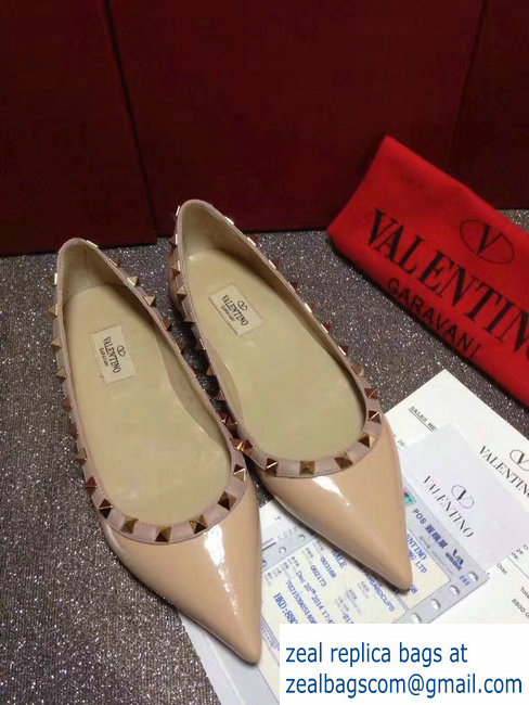 Valentino PATENT rockstud ballet flats NUDE - Click Image to Close