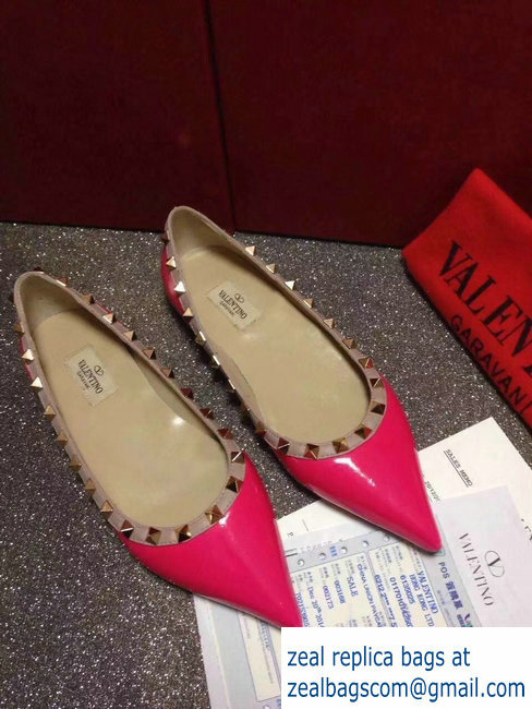 Valentino PATENT rockstud ballet flats dark pink - Click Image to Close