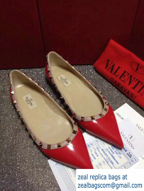 Valentino PATENT rockstud ballet flats red - Click Image to Close