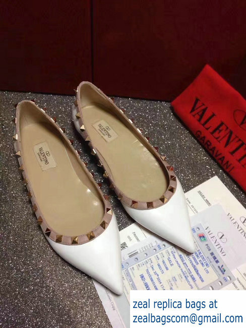 Valentino PATENT rockstud ballet flats white - Click Image to Close