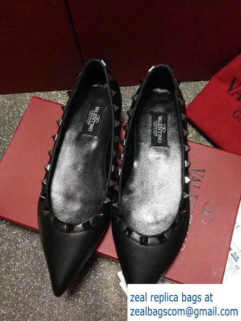 Valentino sheepskin noir rockstud ballet flats Black
