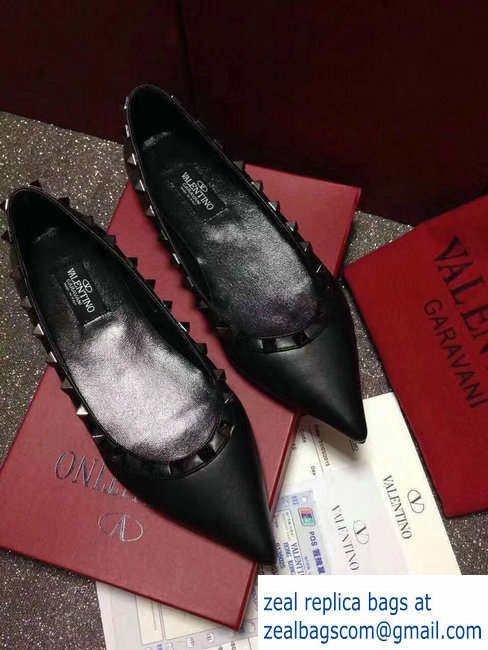 Valentino sheepskin noir rockstud ballet flats Black